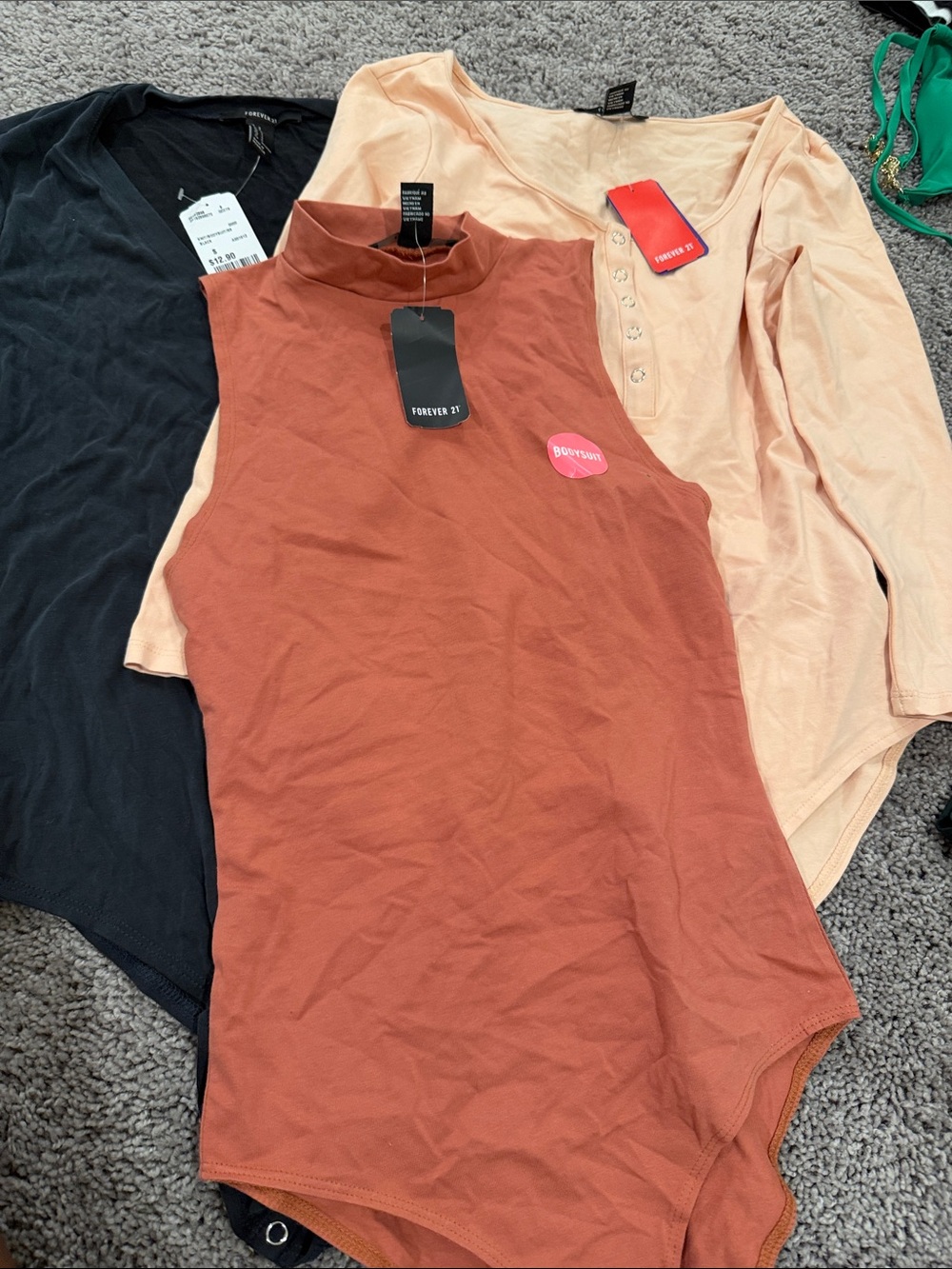 Lot 3 Forever 21 Rust/Clay Sleeveless Mock Neck Bodysuit
